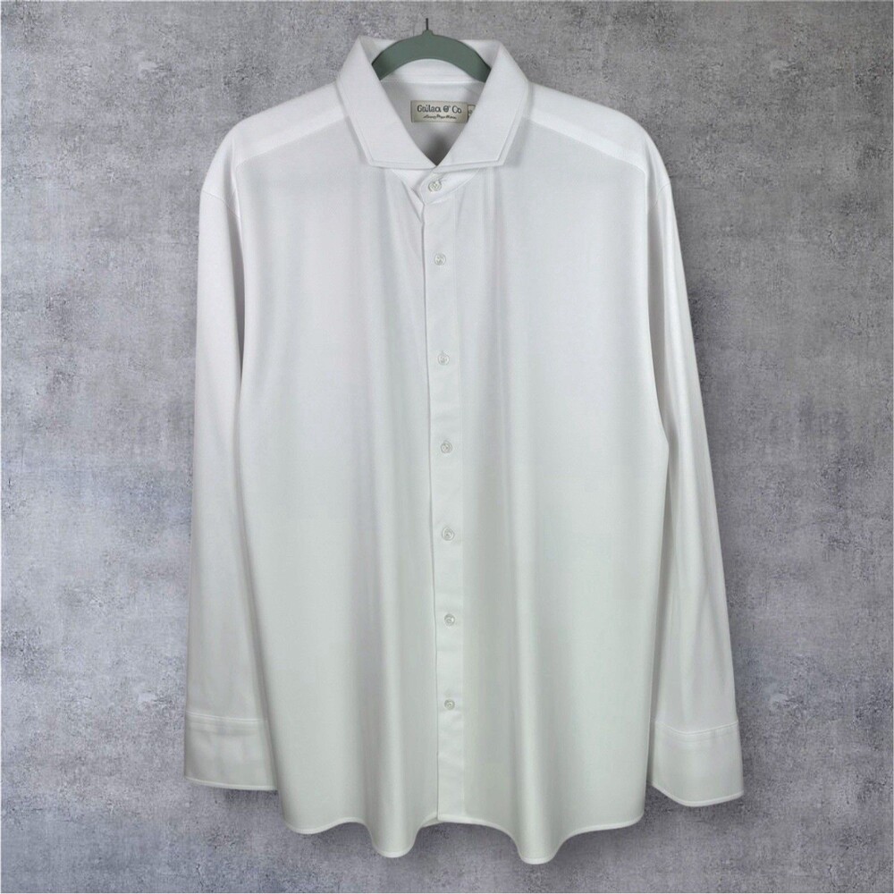 Collars & Co Shirt Mens 3XL White Long Sleeve Button Up Luxury Pique Cotton NWT